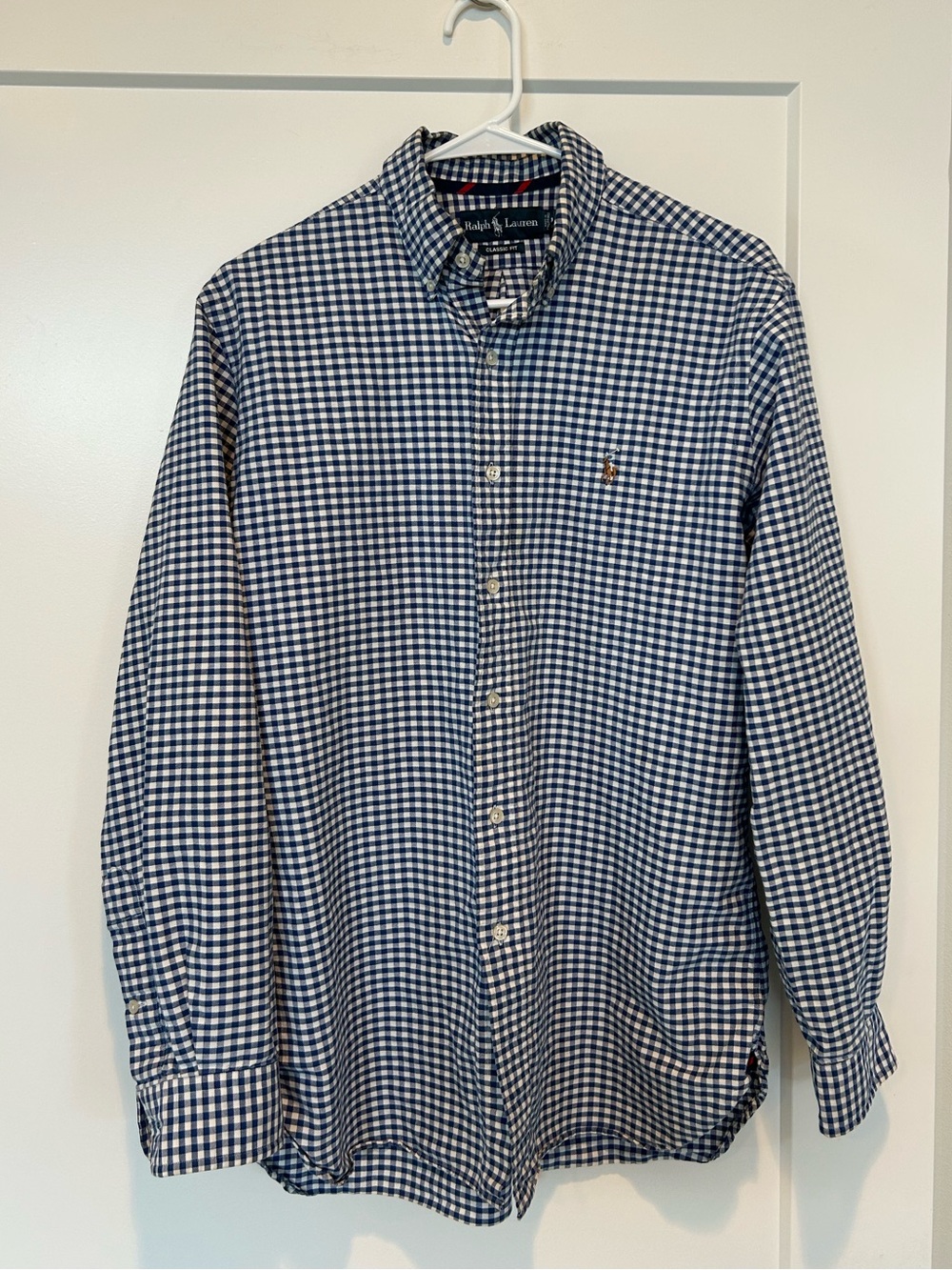 Ralph Lauren Navy and White Gingham Button-Down Shirt